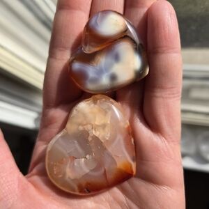 Flower Agate & Carnelian Hearts